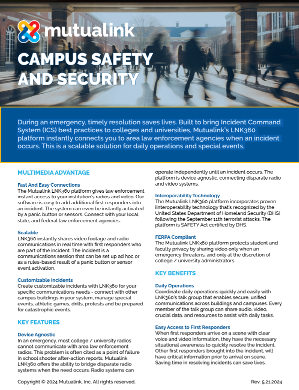 Campus Safety and Security Brochure by Mutualink